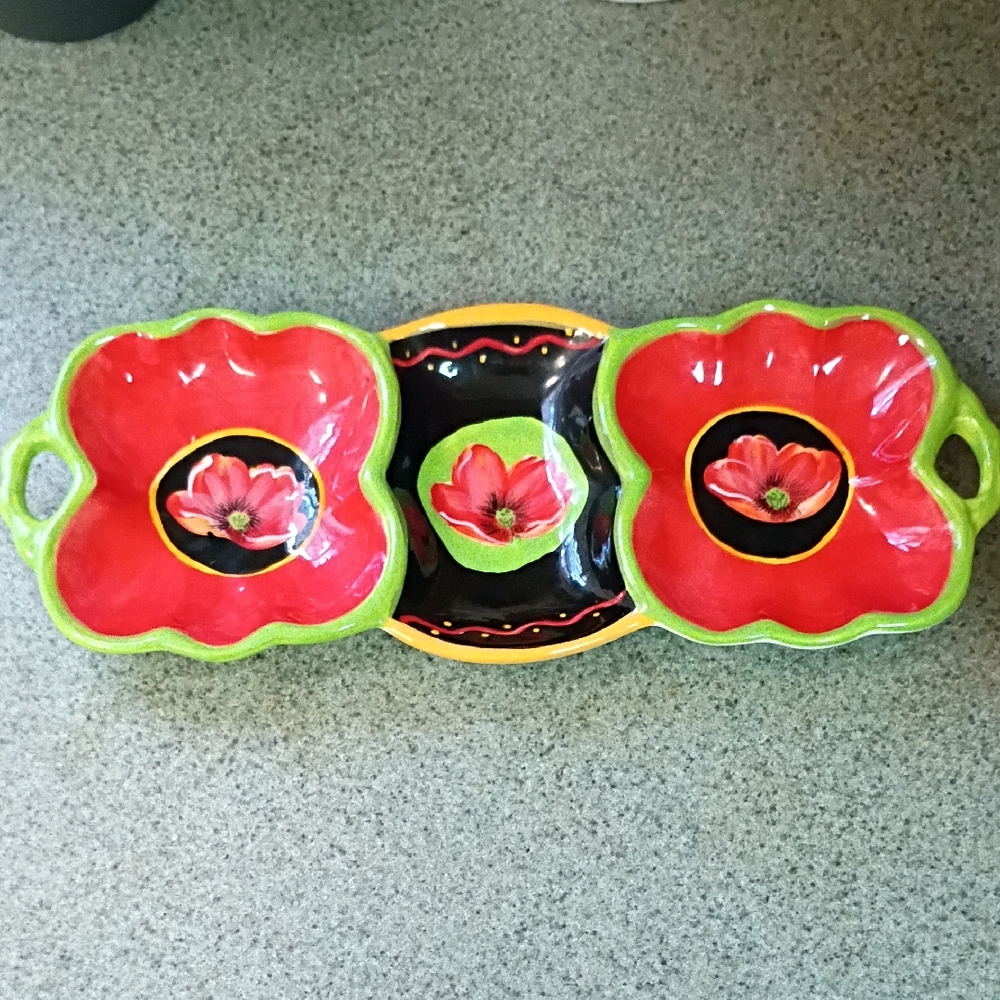 Handcrafted Floral Ceramic Serving Tray